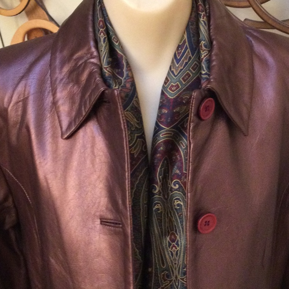 Vintage Margaret Godfrey Leather Blazer Jacket Sz 6 .. - Picture 2 of 6